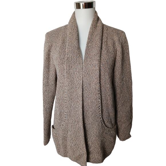 Simply Natural Alpaca Blend Openfront Cardigan Gray White Beige Made in Peru XL - Picture 1 of 10